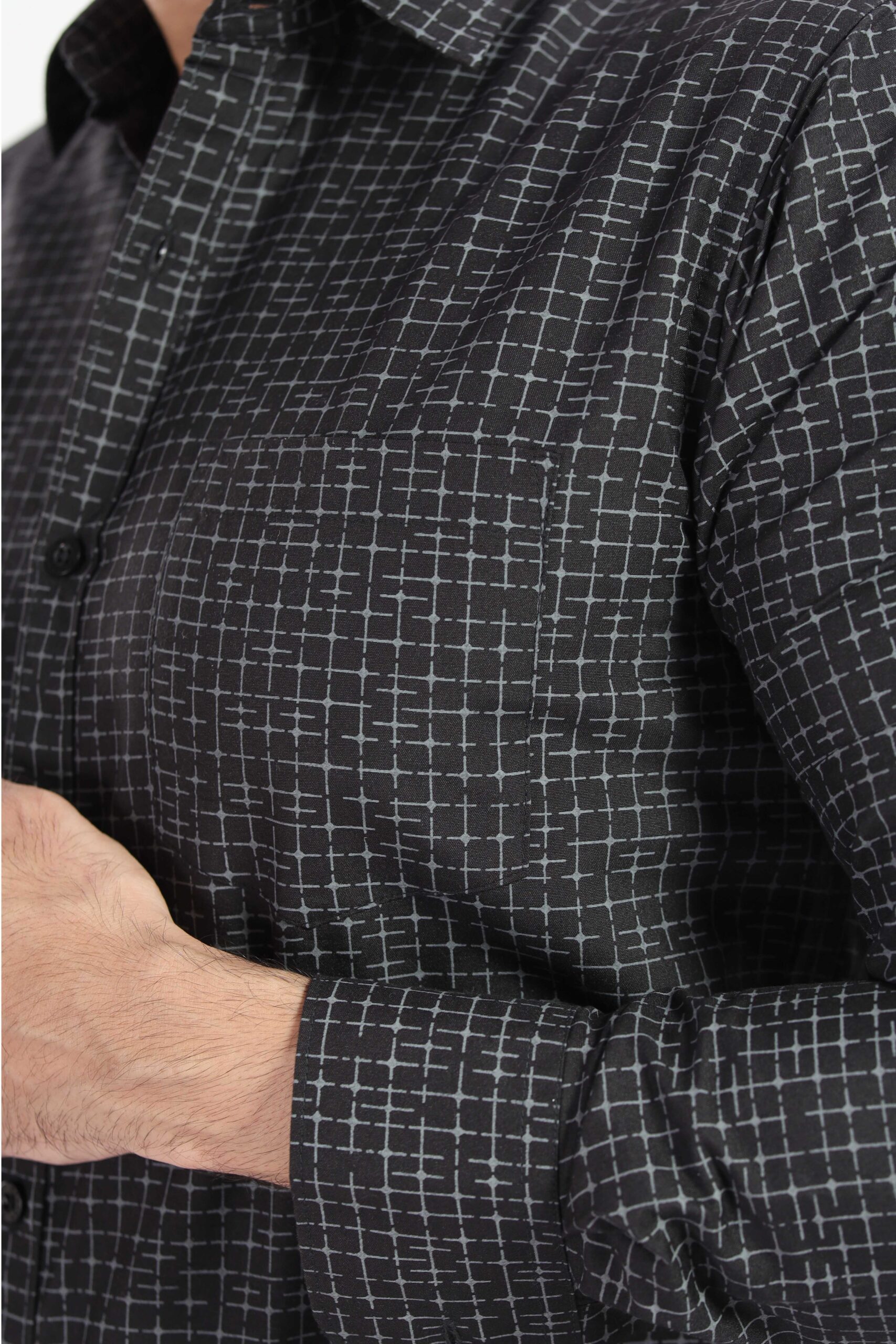 BLACK GRID PRINT COMFORT WEAR