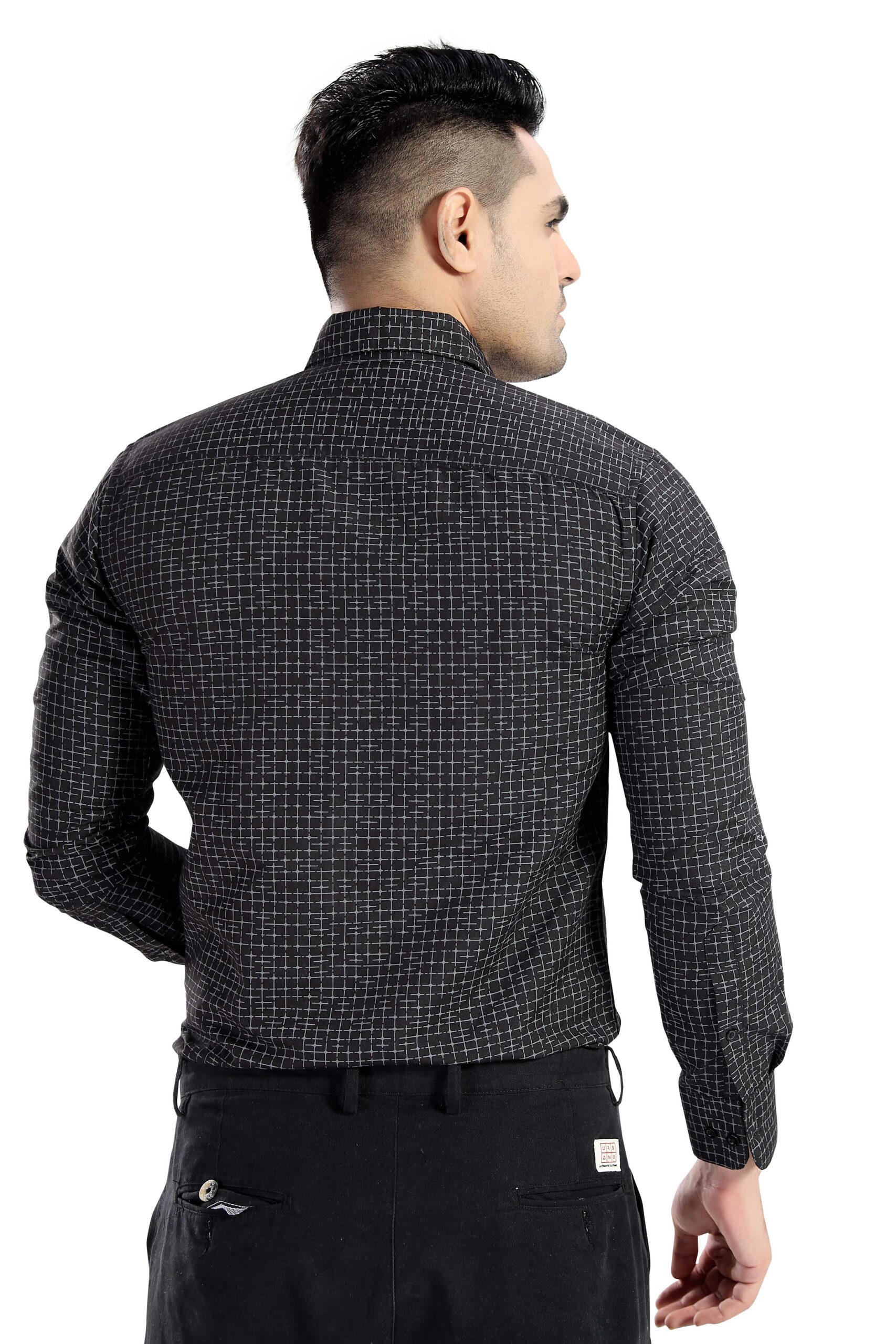 BLACK GRID PRINT COMFORT WEAR