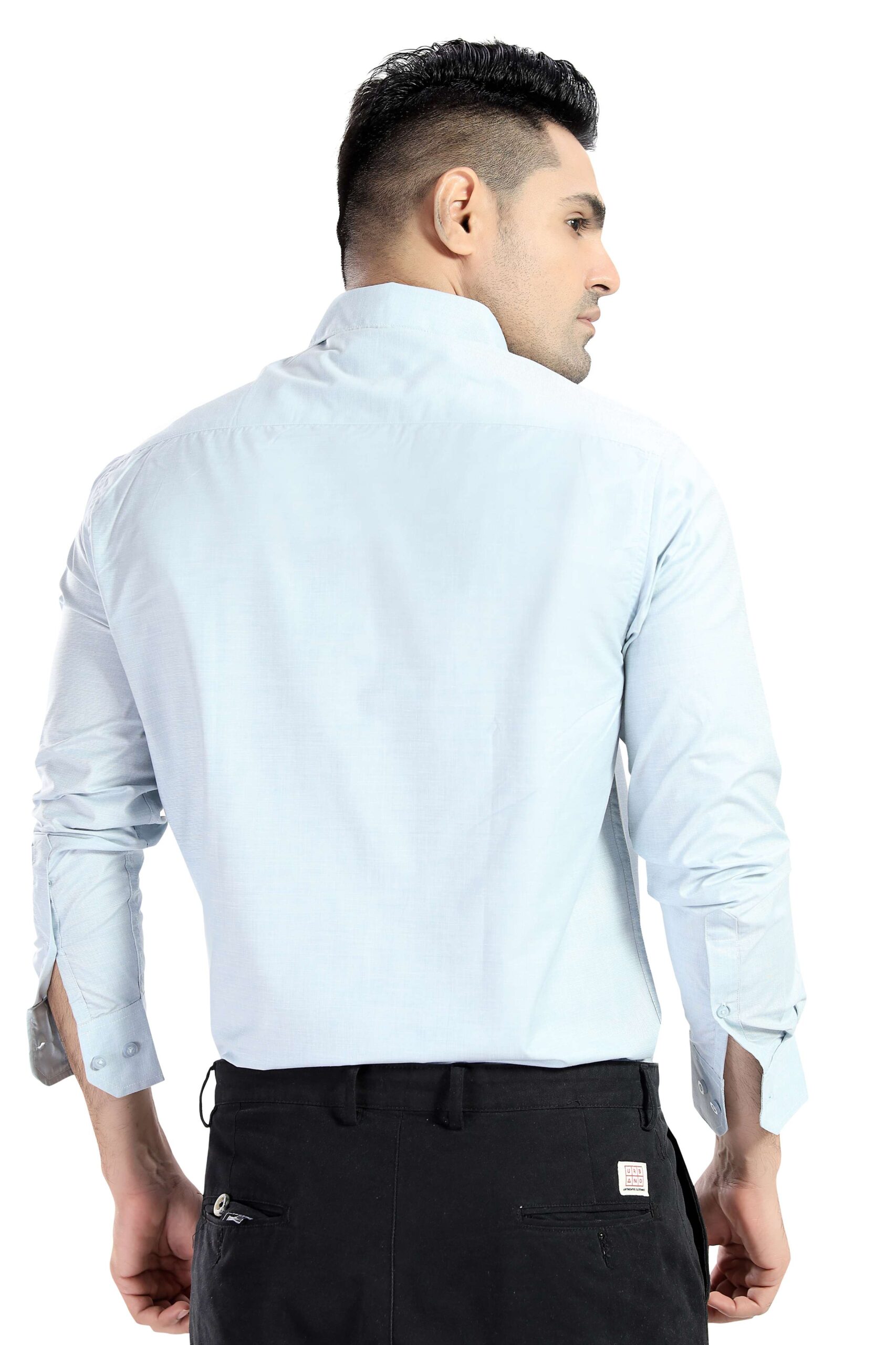 TRENDY PASTEL BLUE LINEN SHIRT