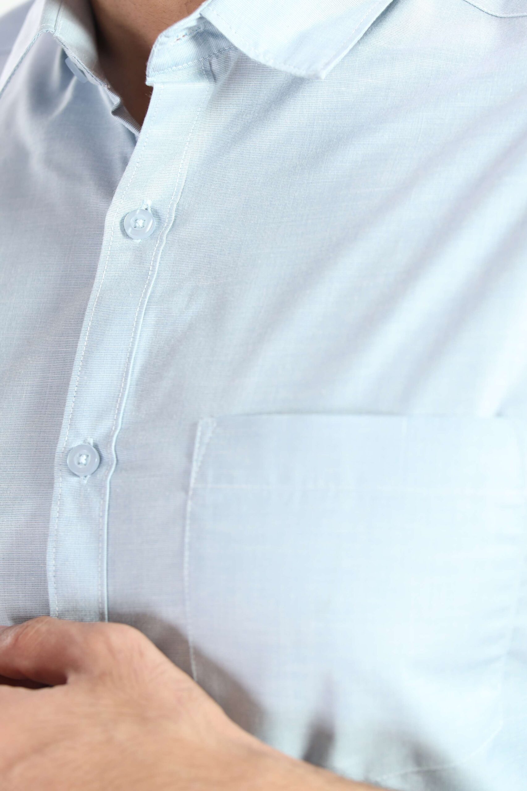 TRENDY PASTEL BLUE LINEN SHIRT