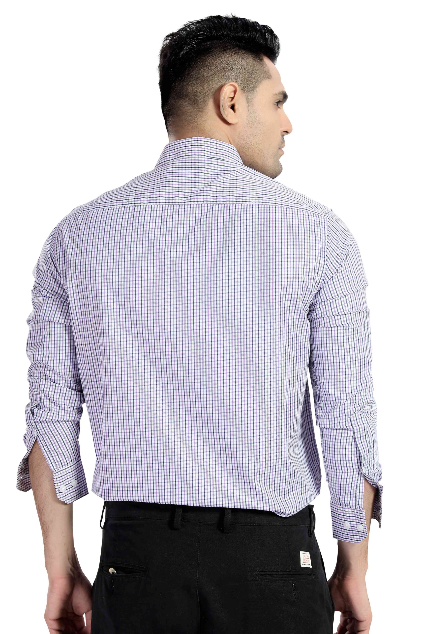 PURPLE STORY CHECKS SEMI FORMAL OFFICE WEAR